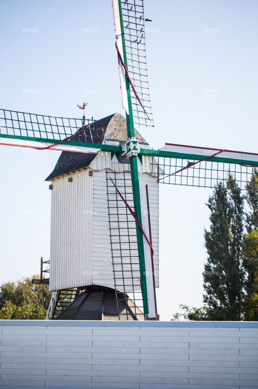 Vintage European windmill in Belgium