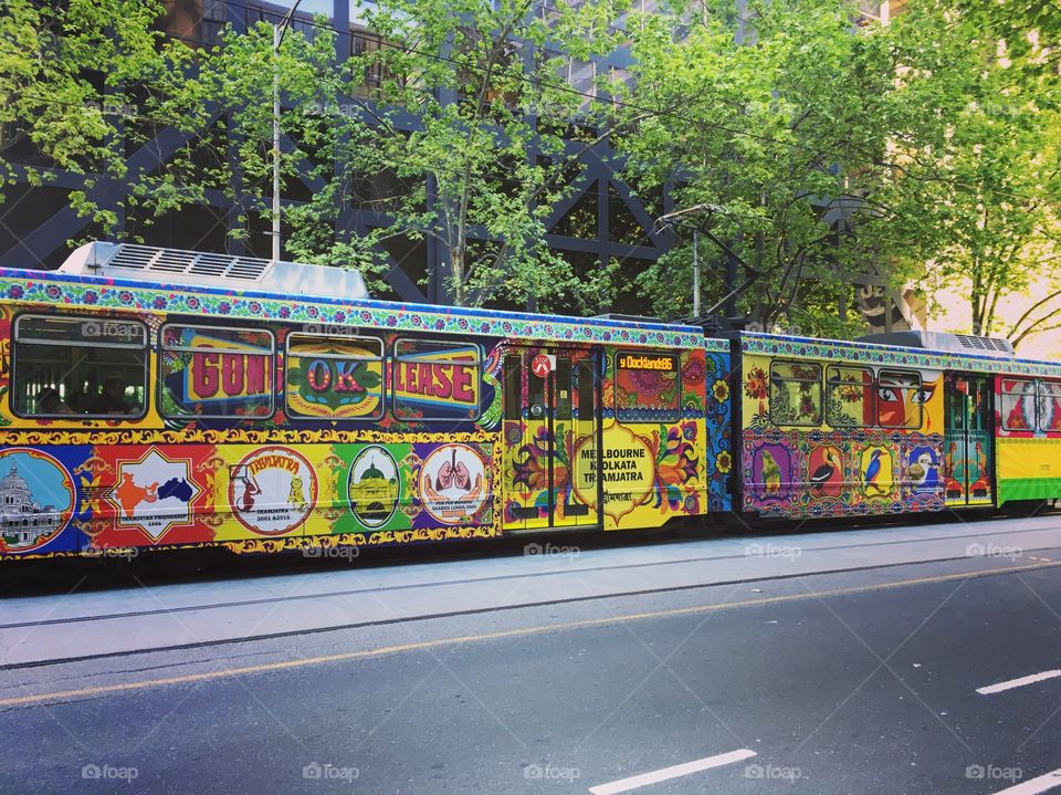 Melbourne Tram Indian theme colourful tram horn ok please india in Australia 