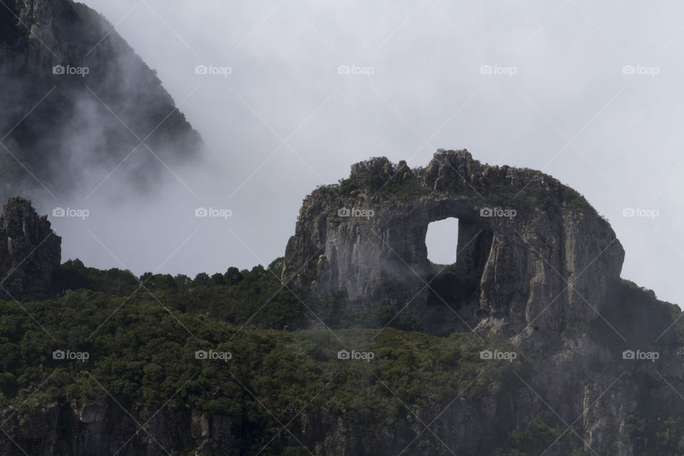 Holed stone in Urubici Santa Catarina Brazil.