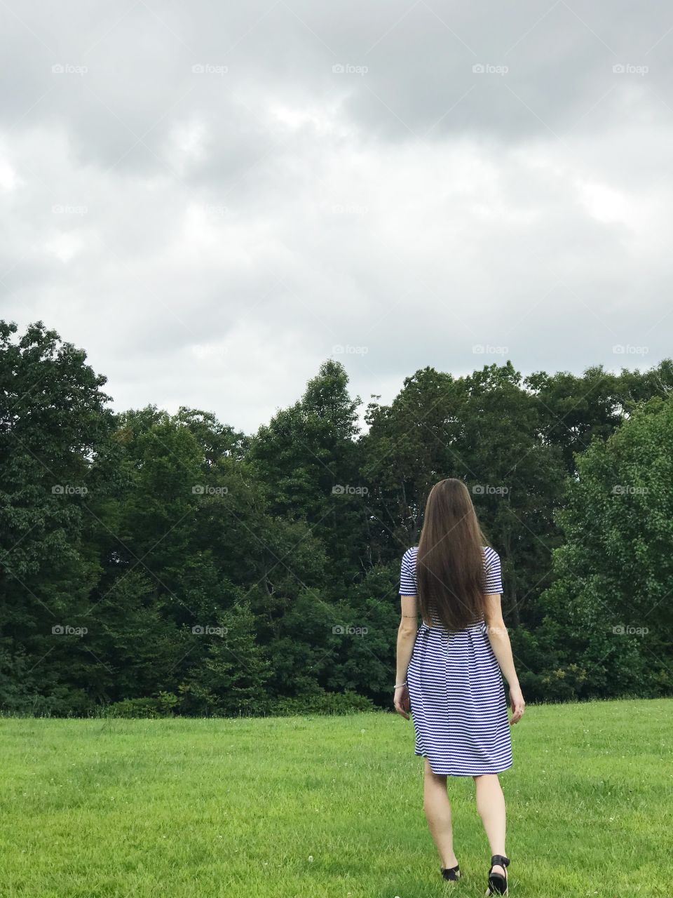 Walking to clear your mind in nature with trees