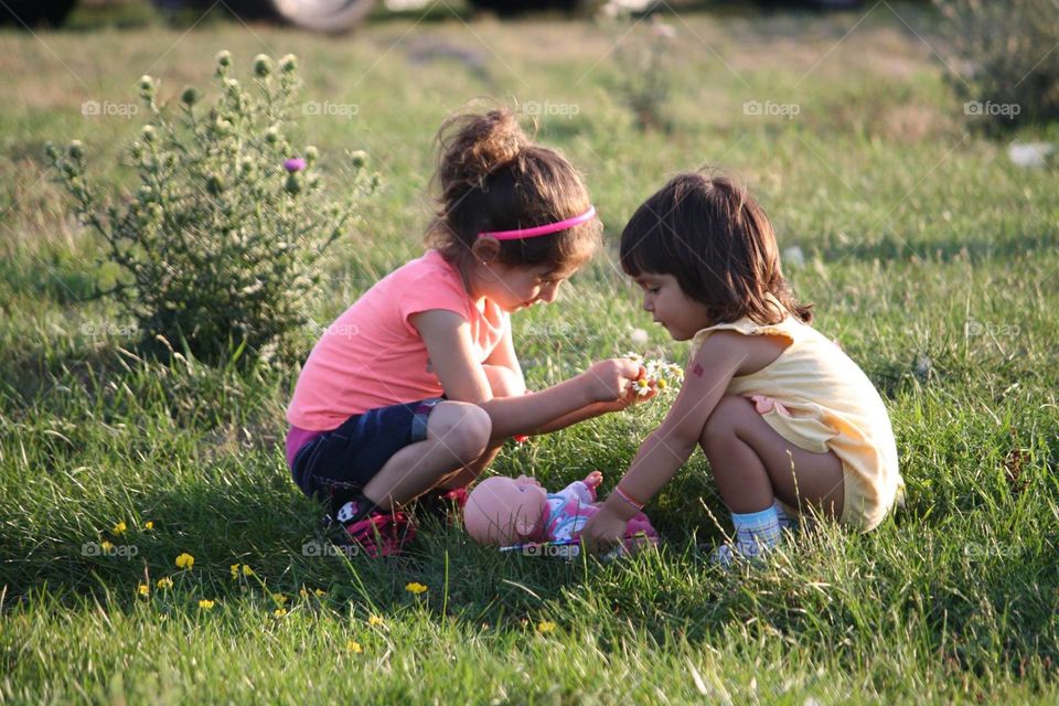 Little girls playing together