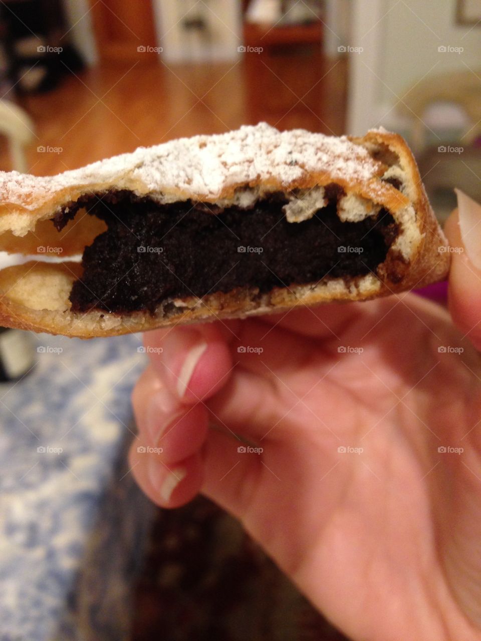 Italian chocolate stuffed fried ravioli