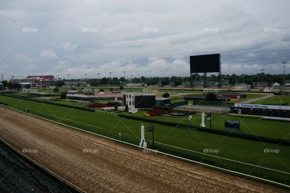 View of the race track at Churchill Downs in Louisville, Kentucky. 