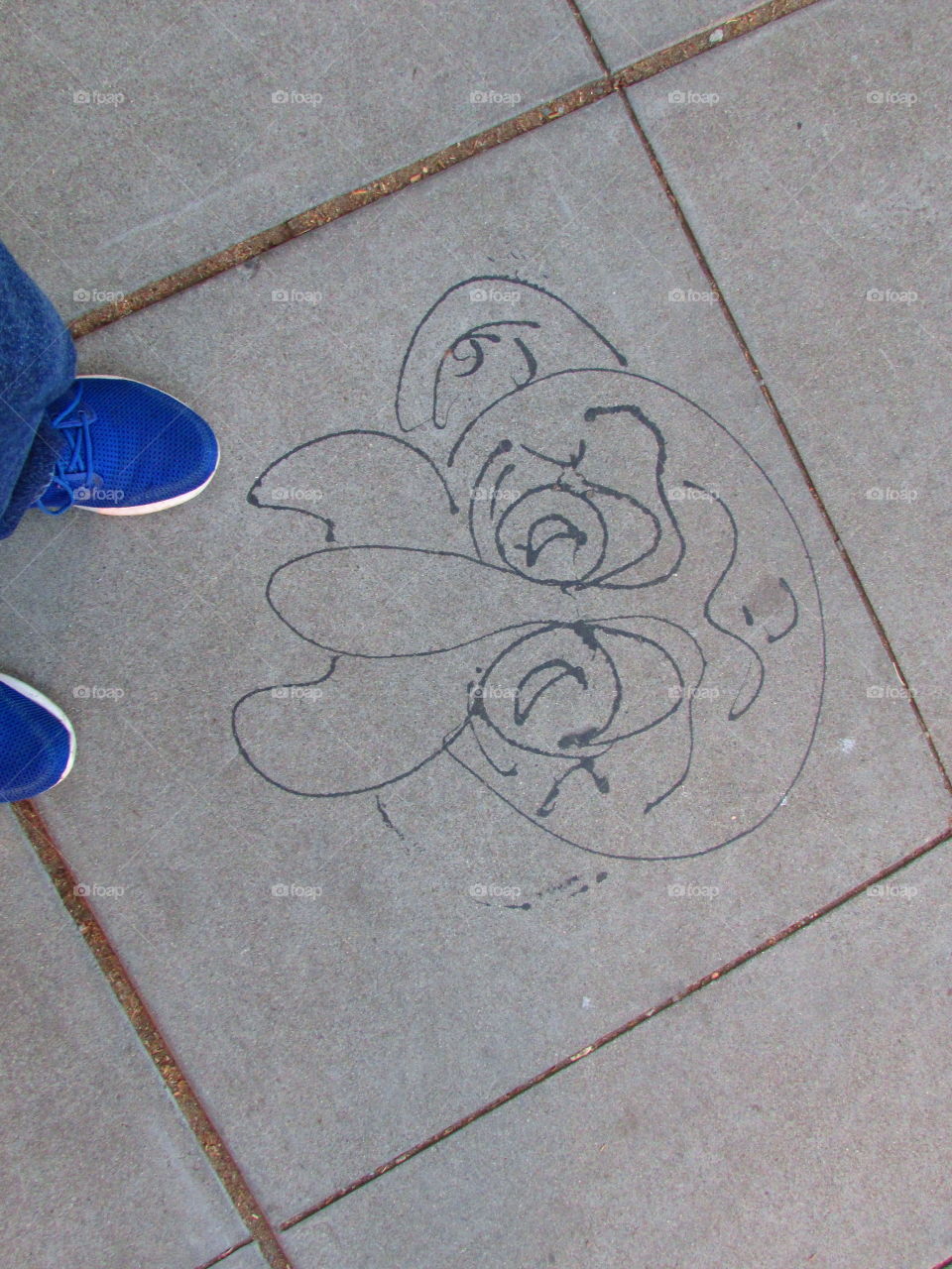 funny face drawing blue shoes