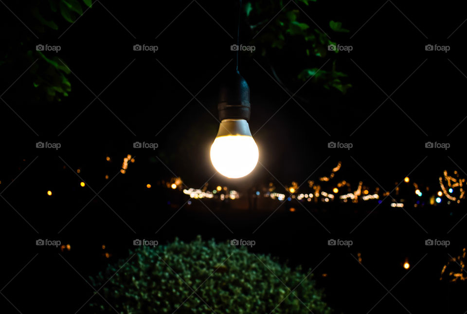 Light Bulb hang in the Night