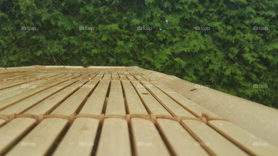 bamboo table in the rain