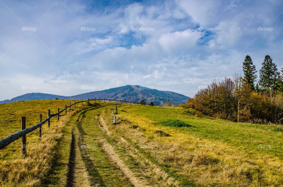 landscape of carpathian mountains in the autumn season