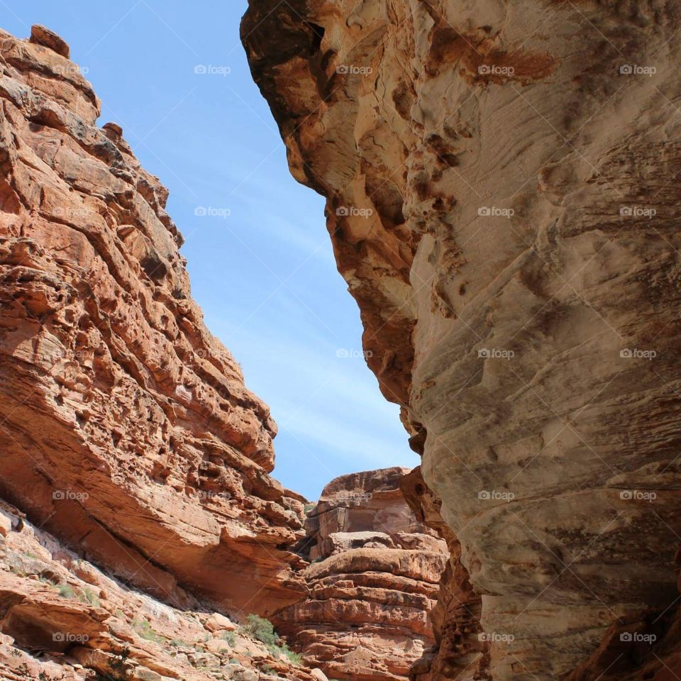 Grand Canyon Hiking. Hiking to Havasupai Falls in the bottom of the Grand Canyon 