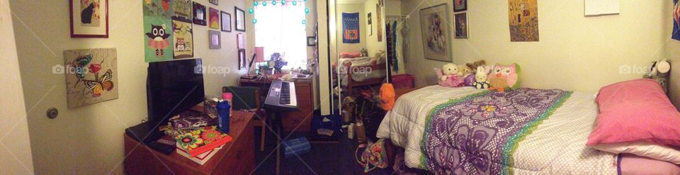 My dorm room this past semester, the epitome of organized chaos in the midst of studying and basketball season
