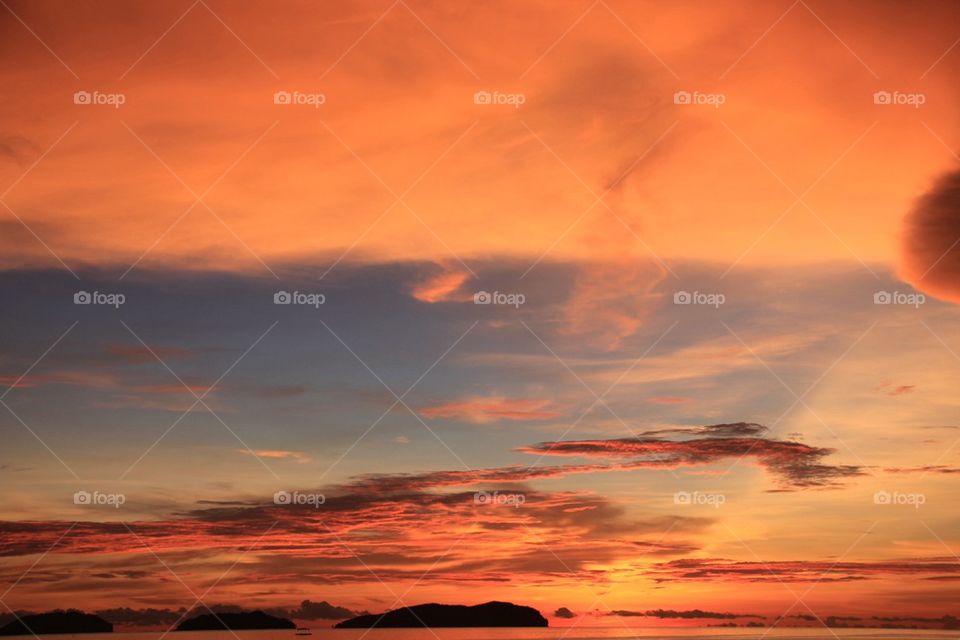 View of bright dramatic sky at sunset