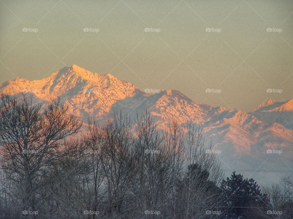 Scenic view of mountain during sunset