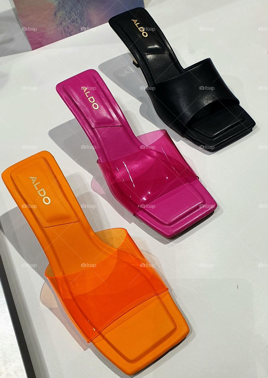 Orange, Pink and black slippers 😍 💕