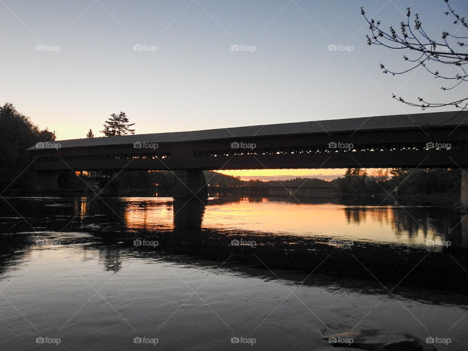 Wakefield covered bridge at sunset