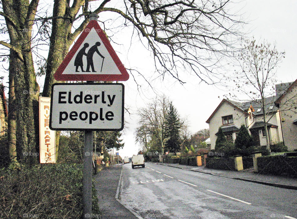 Elderly People Sign. Scotland. December 2006.