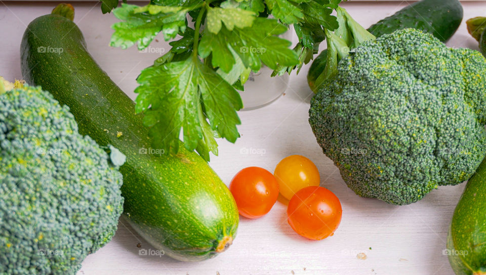 vegetables on a white background