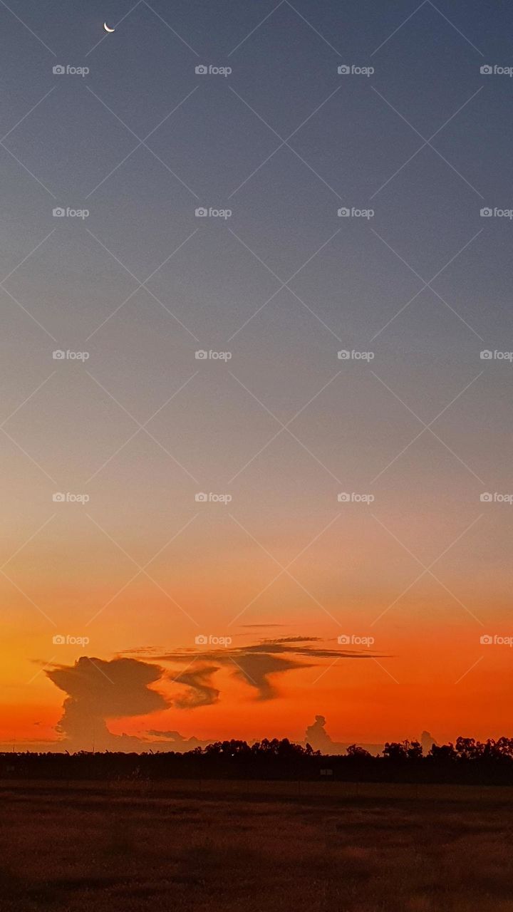 Beautiful and colourful sunset view over the Darwin International Airport