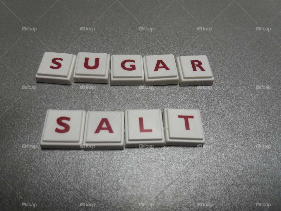 the words sugar and salt made up of letters