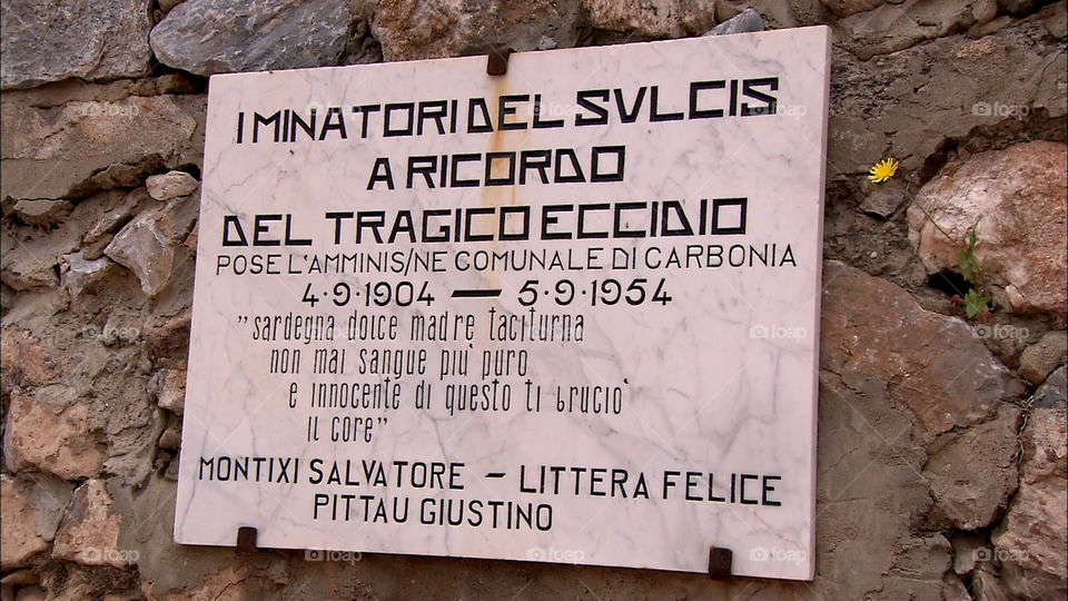 Targa commemorativa per i minatori del Sulcis, Sardegna