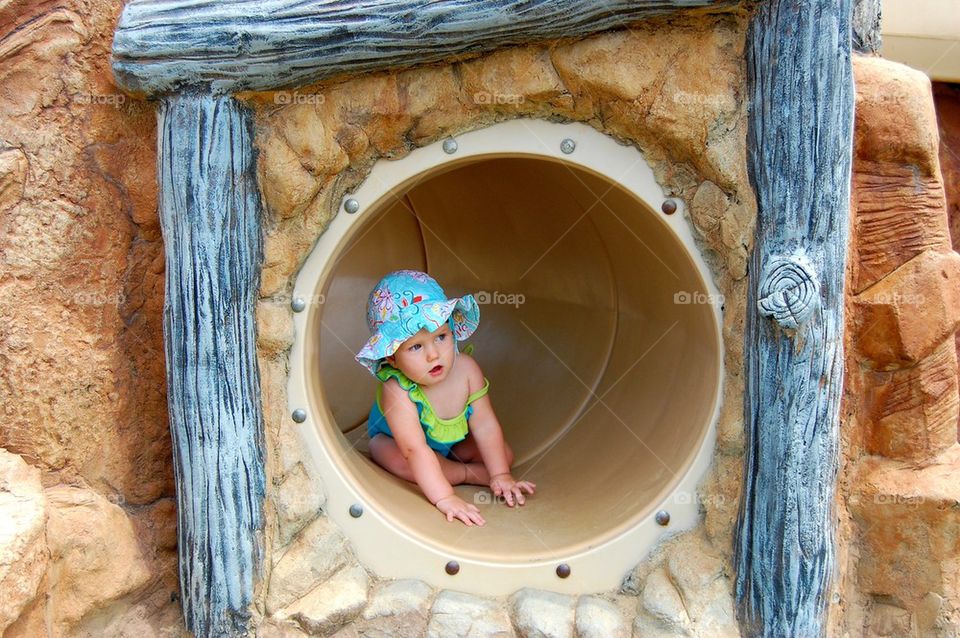 Baby in tunnel