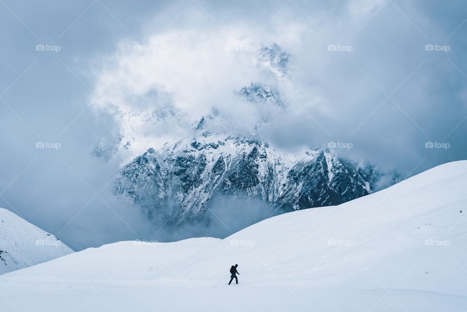 Caucasus mountains during the winter