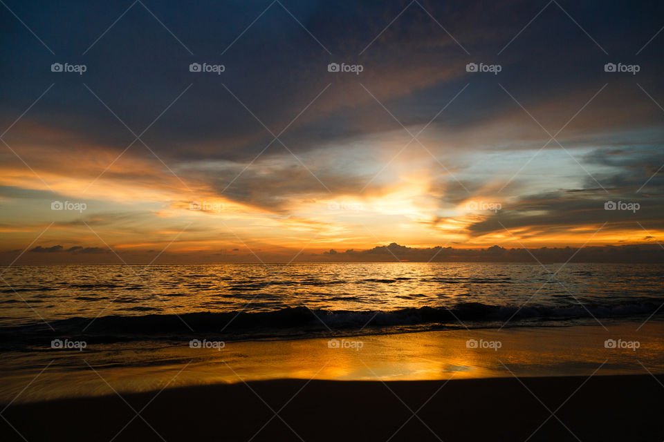 Dramatic sunset on the beach 