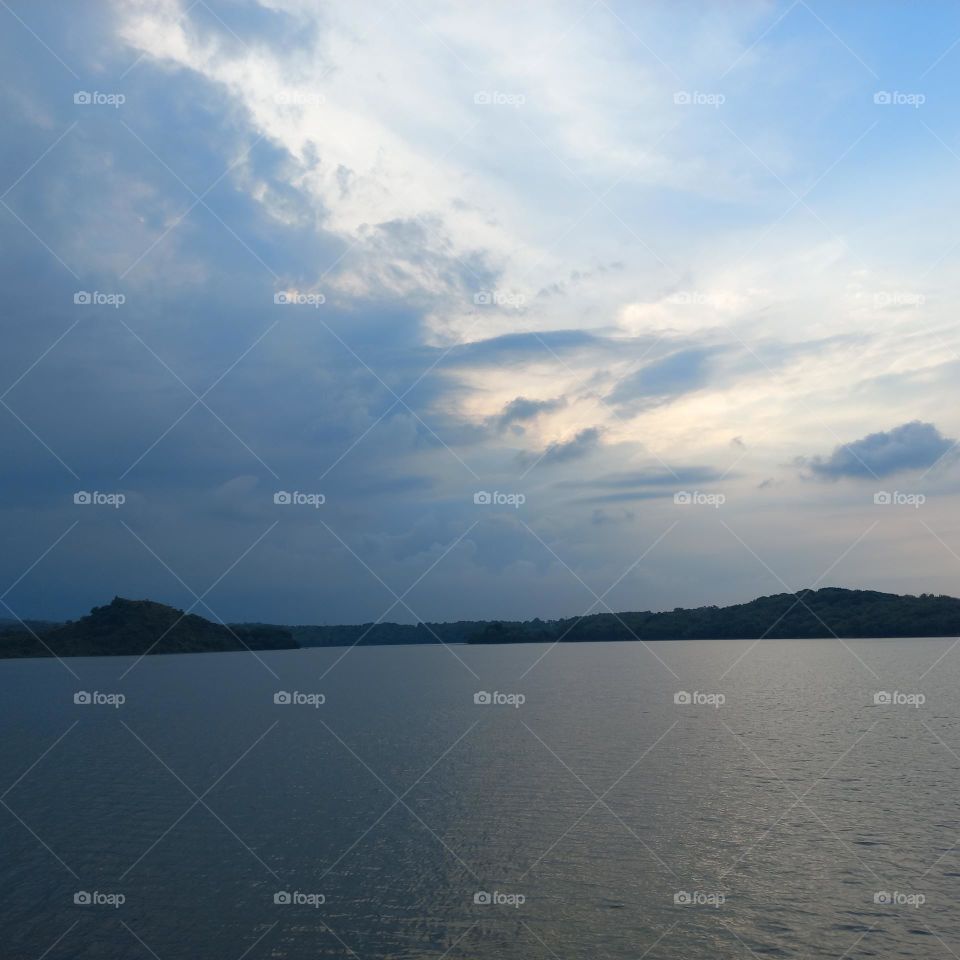 Beautiful view of the lakeside in the evening