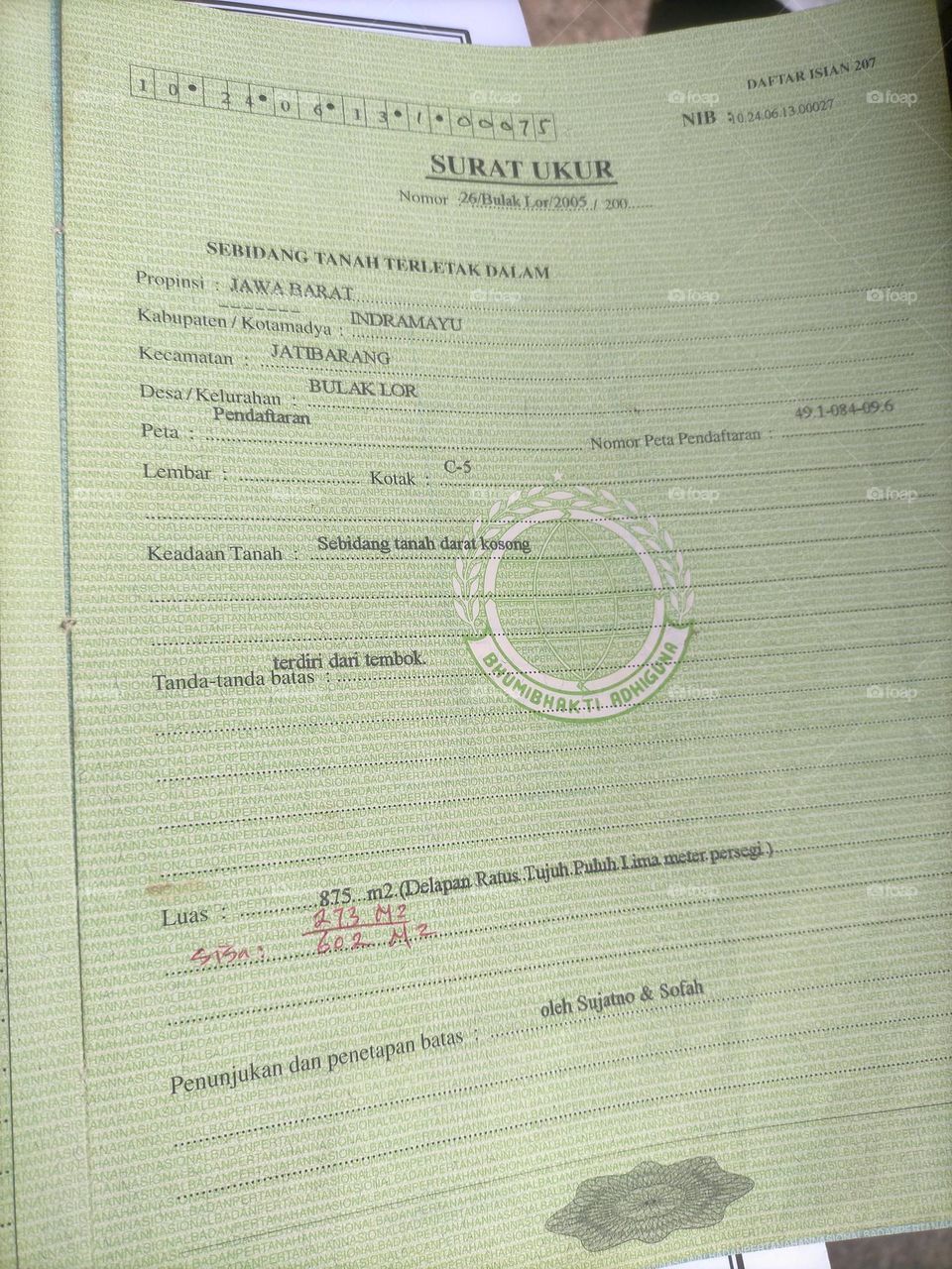 land ownership certificate