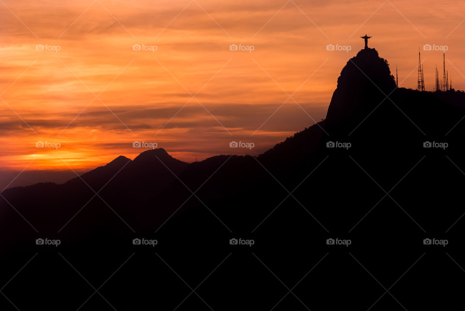 Sunset / Christ Redeemer - Rio Brazil