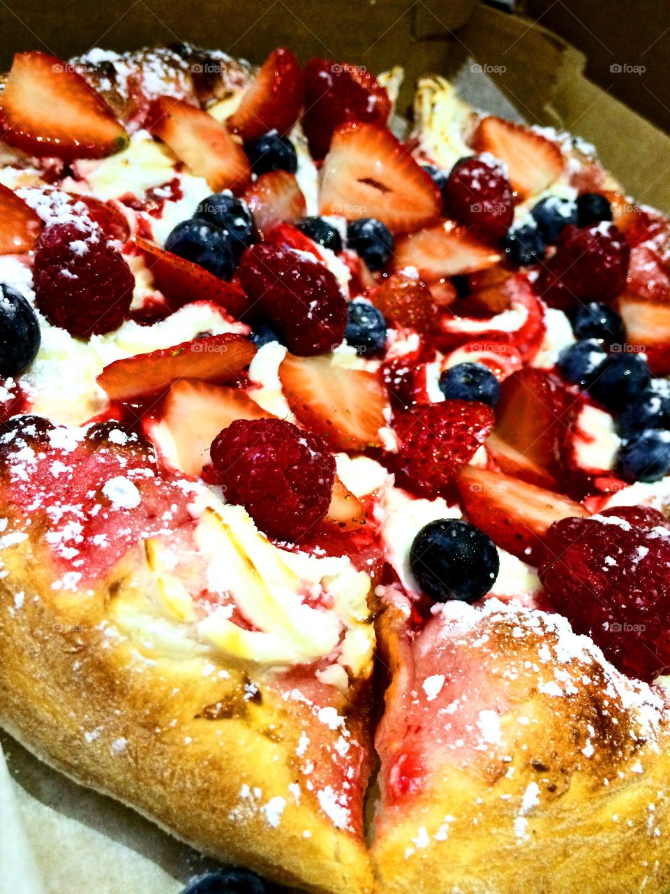 Fruit Tart Pizza. A pizza with a fruity twist. It's actually a dessert! So sweet!