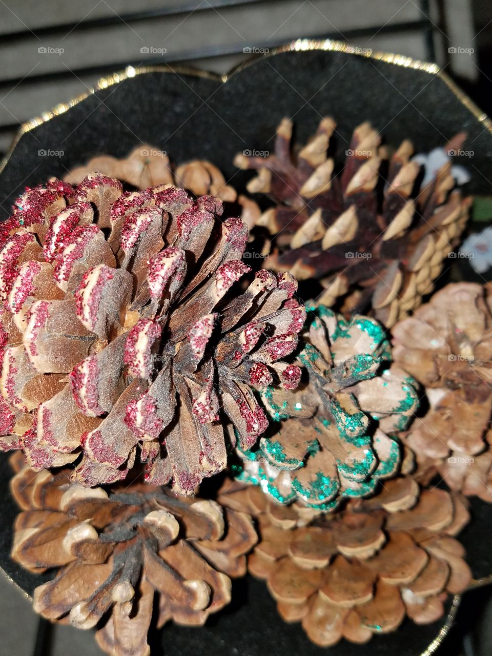 sparkly pine cones
