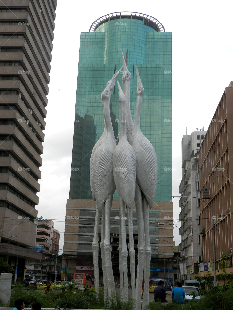 skyscraper. statue