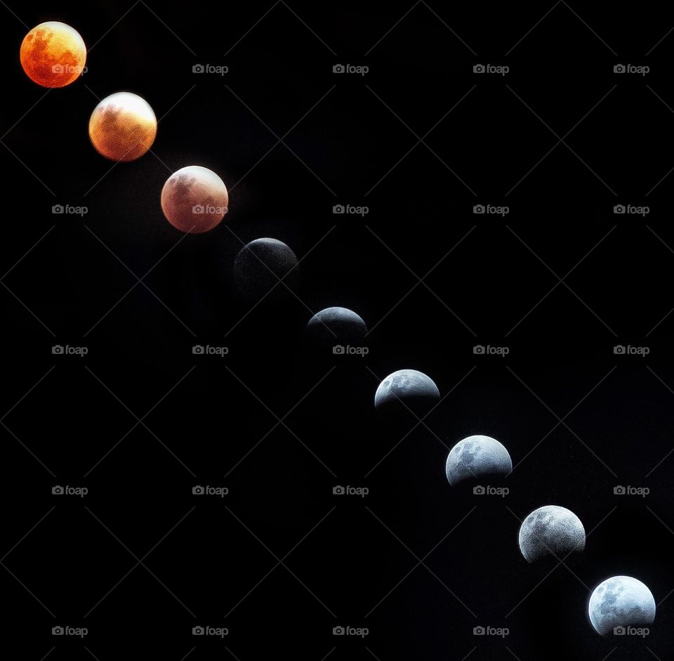 Lunar eclipse in Brazil . A collage of the lunar eclipse in Brazil. 
