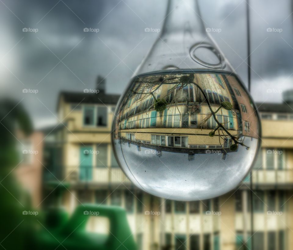 Upside down . The world through a glass vase