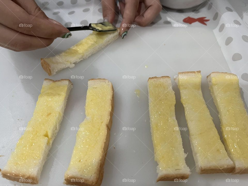 Baking bread.