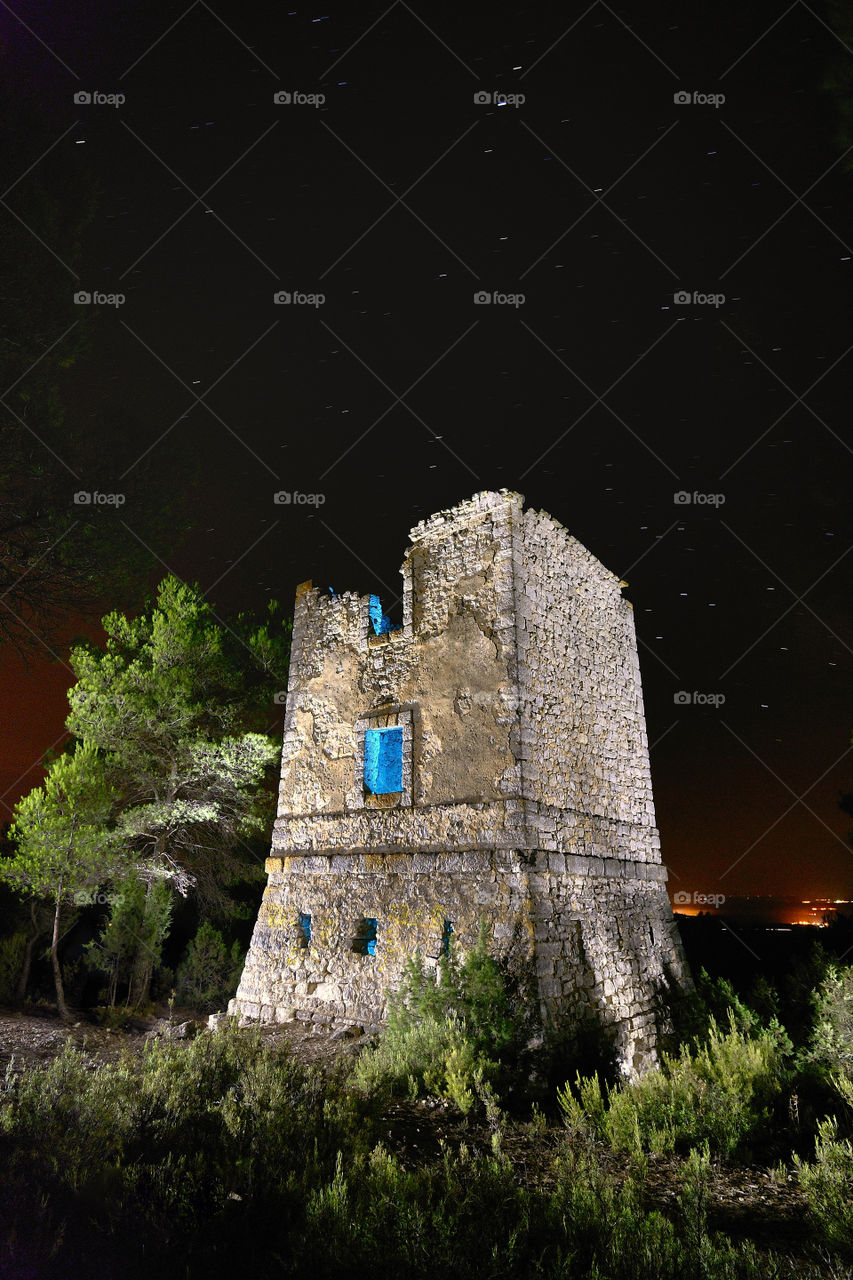Low angle view of ancient castle