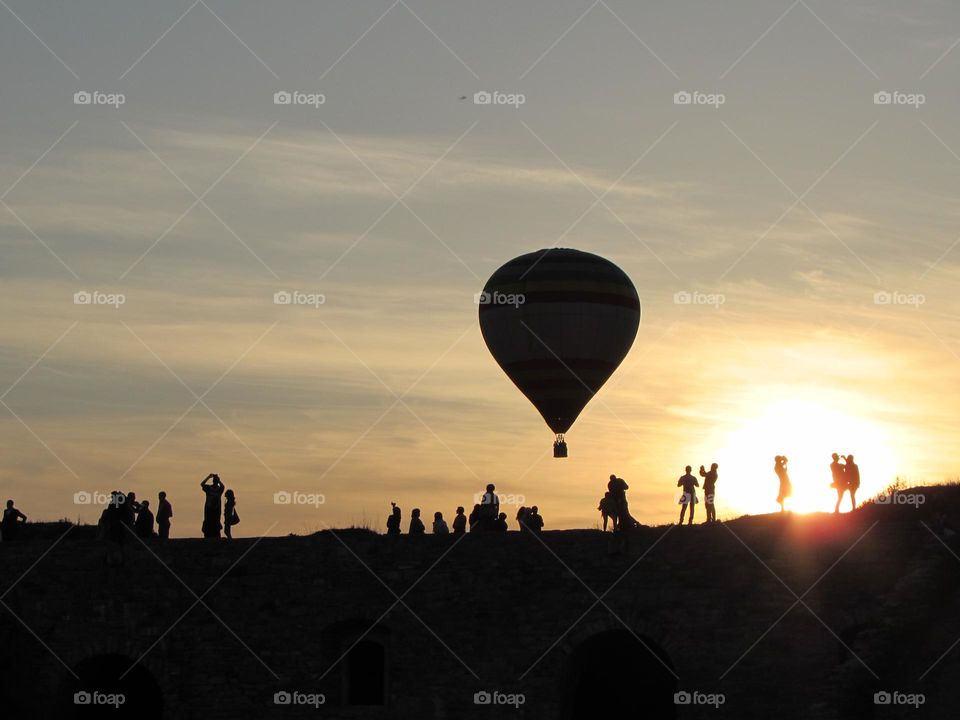 Hot air balloon at sunset