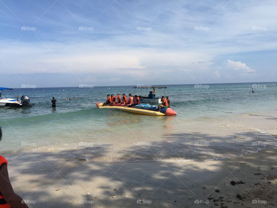 Banana boat ride in summer time 