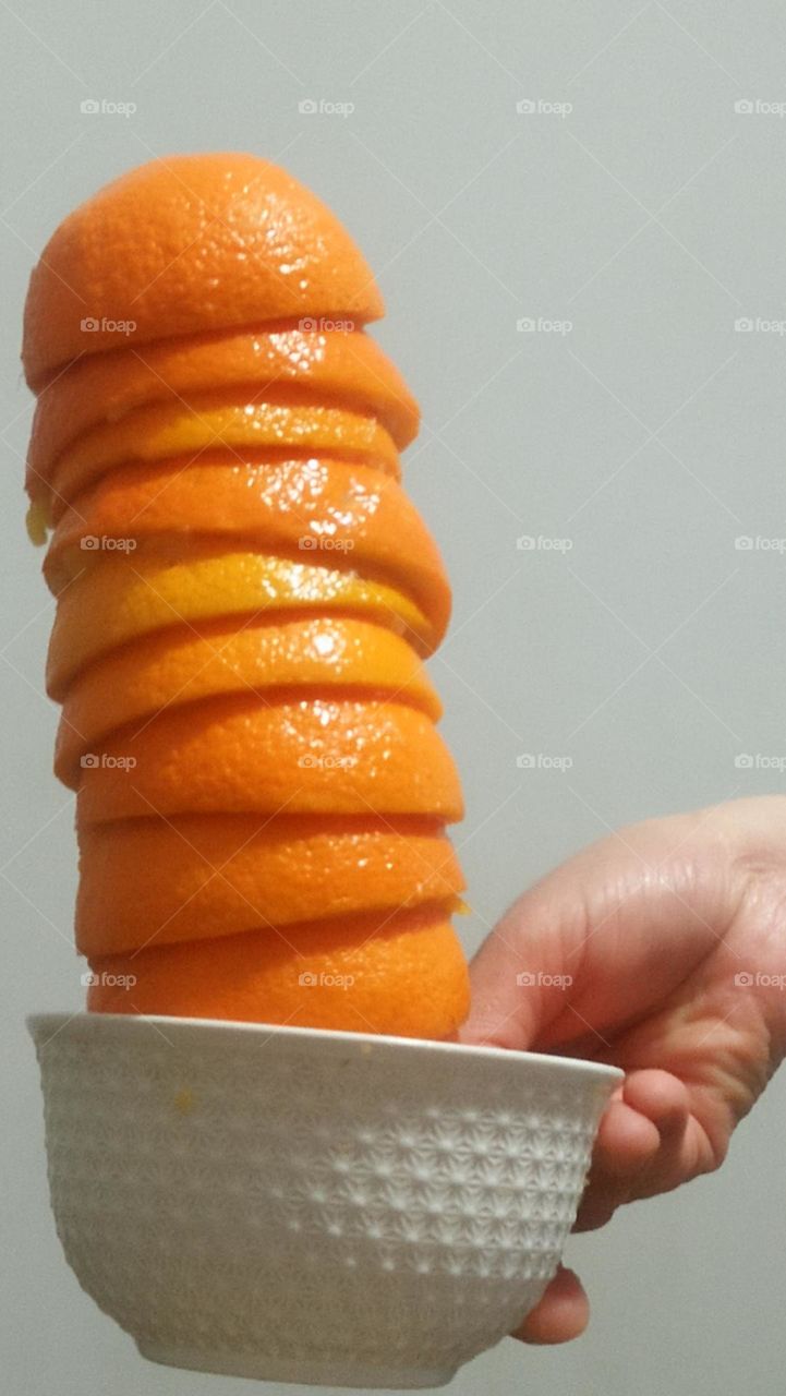 Ladder made by oranges