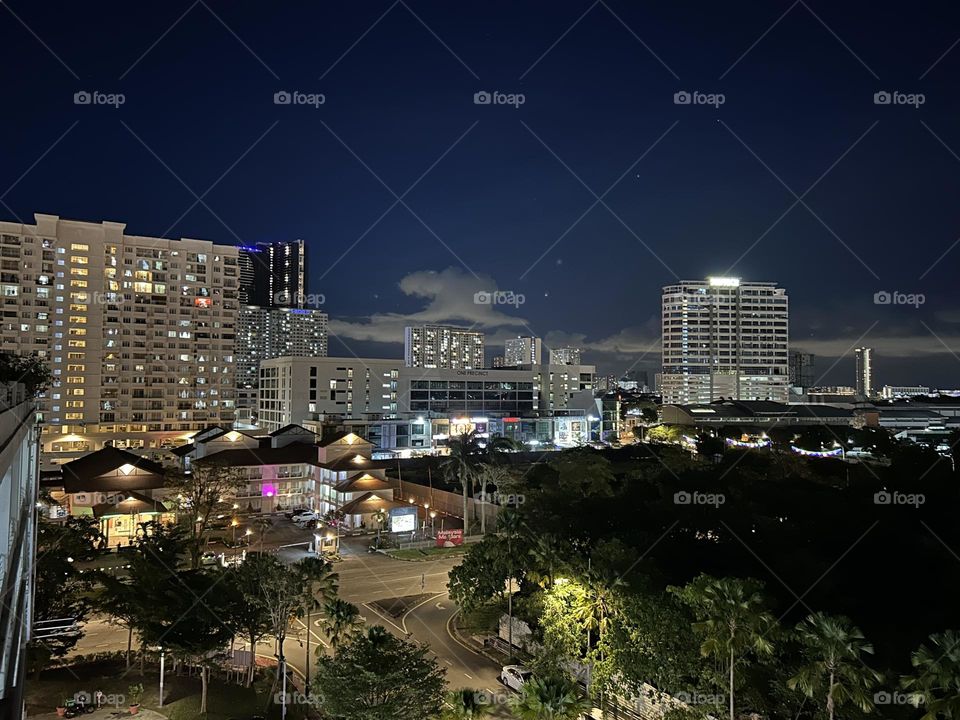Penang city night view from Condominium 