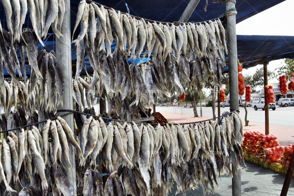 Fish market - dried out fish  also known as "Bokoms" true South-African!