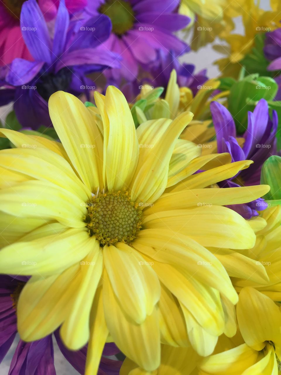 Yellow flower . Part of a bouquet
