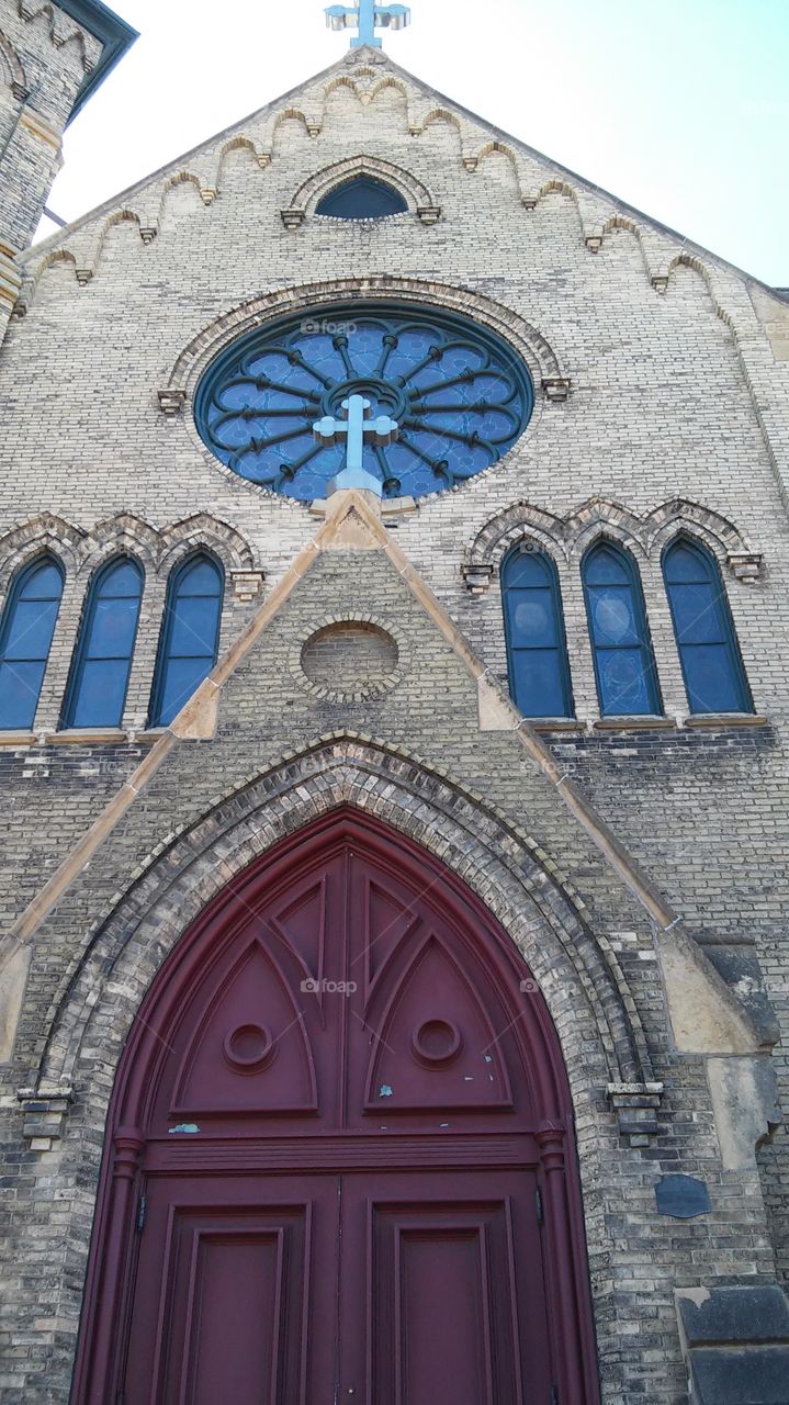 Church. church door and windows