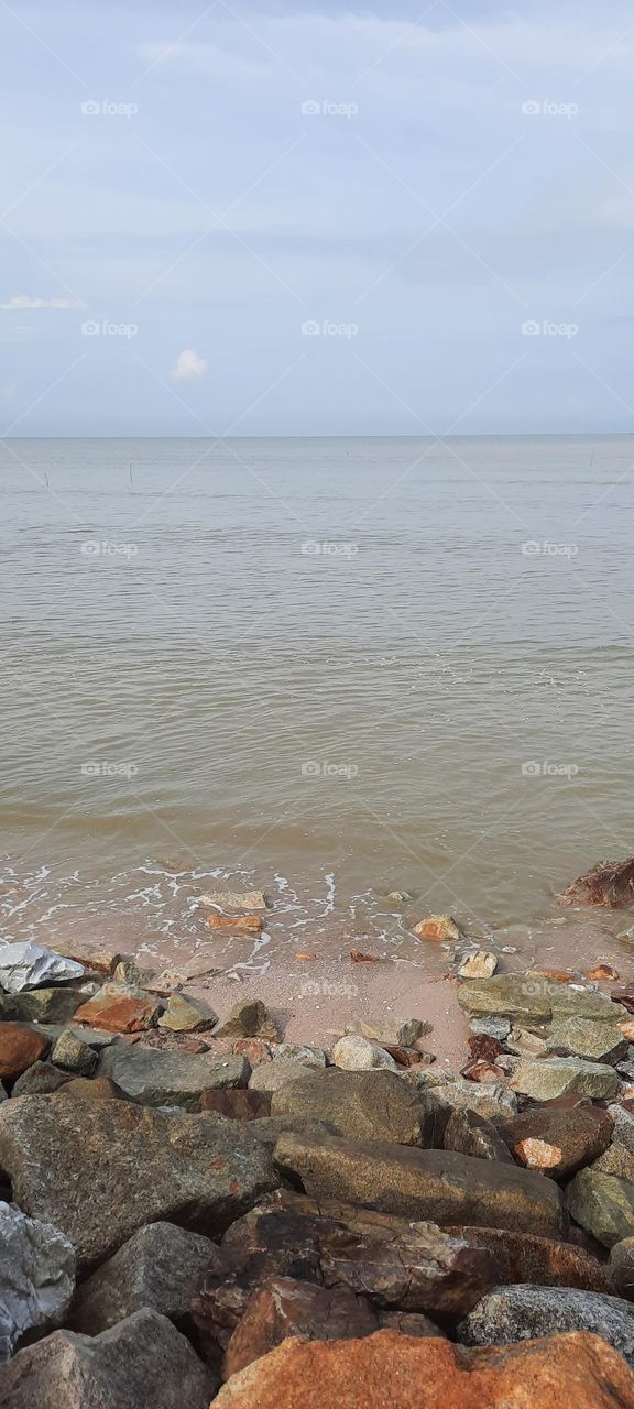 seaside beach rocks wave