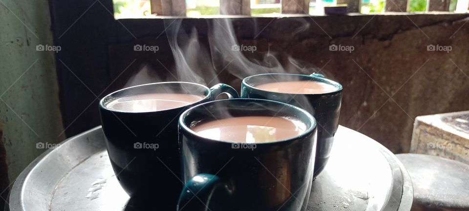 Hot cups of tea fresh tea