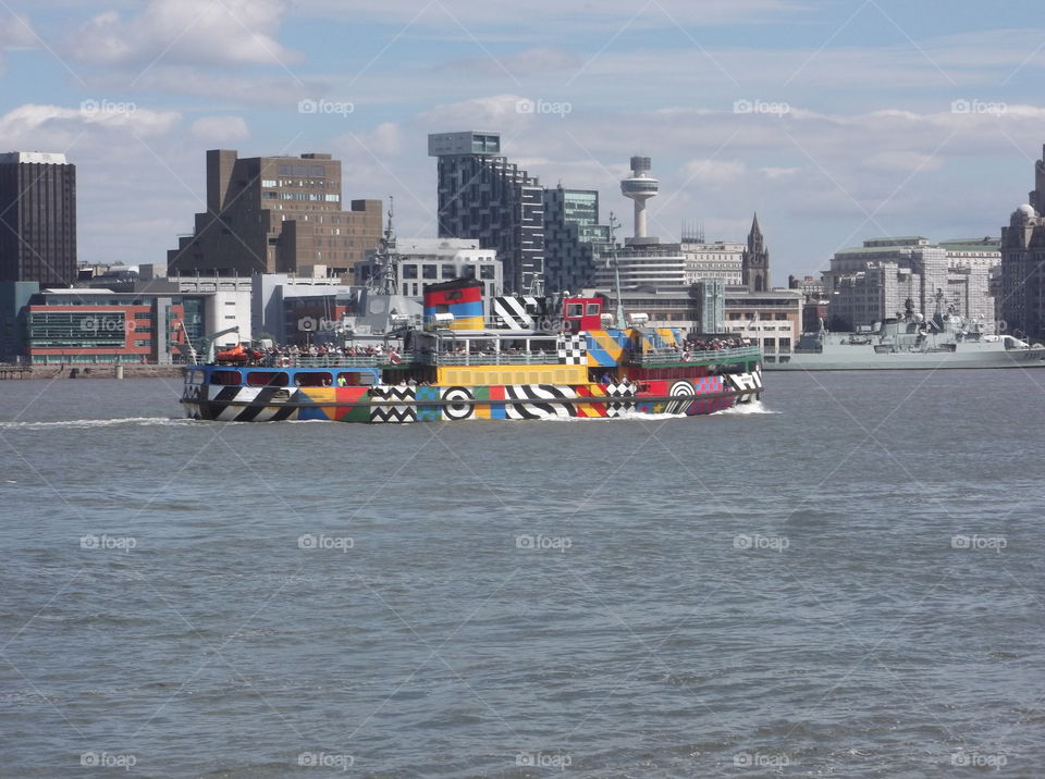 Dazzle ferry on the river Mersey