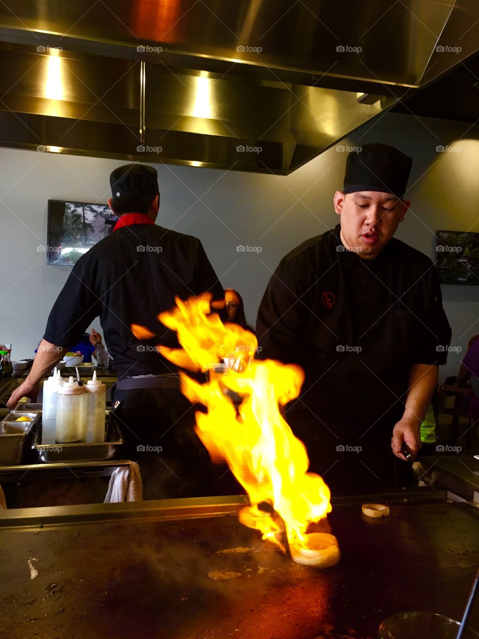 Hard at work. Cooking fun