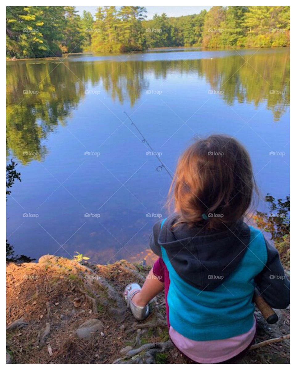 Just a little girl trying to fish in a big world. The beautiful Massachusetts, a little hidden spot... 