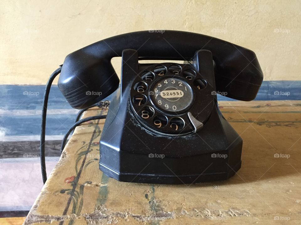 Antique telephone, Bakelite, black, dial phone, telephone, 