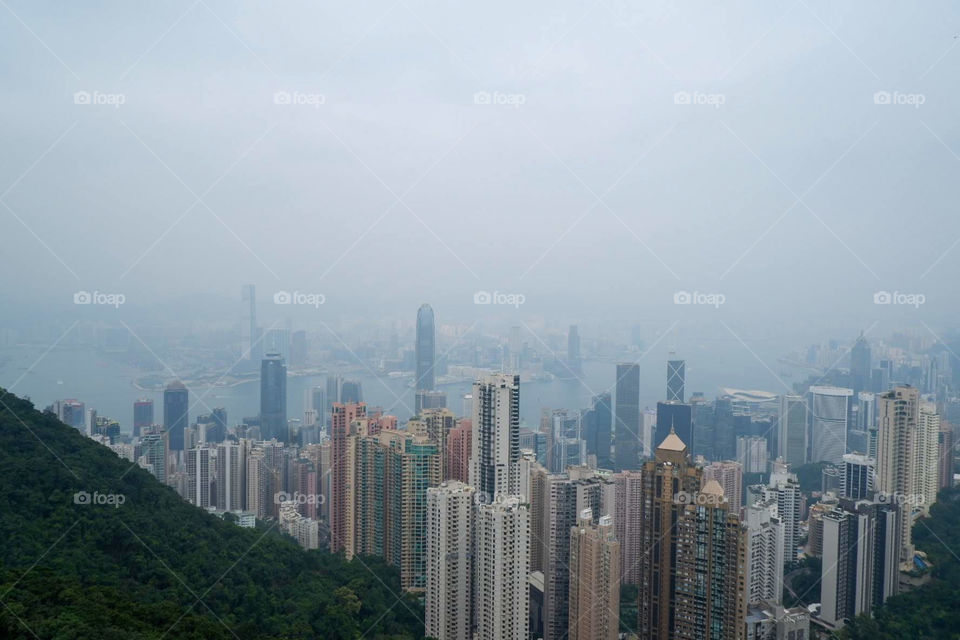 Hong Kong City from hills 