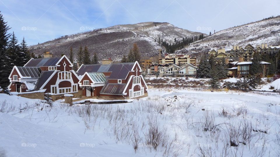Colorado mountain winter postcard